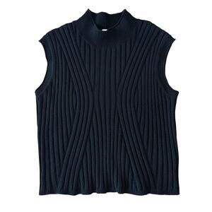 Lucy Paris Black Faux Neck Oversized Textured Sweater Top Size M